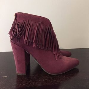 Western Booties Purple Fringe